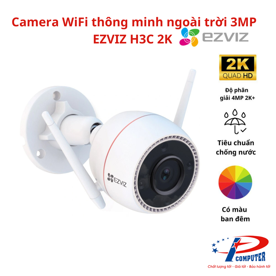 Camera WiFi thông minh ngoài trời 3MP EZVIZ H3C 2K (CS-H3c-R100-1K3WKFL)