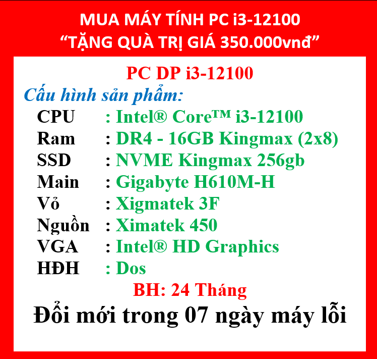 Bộ máy tính DPi3-12100GA
