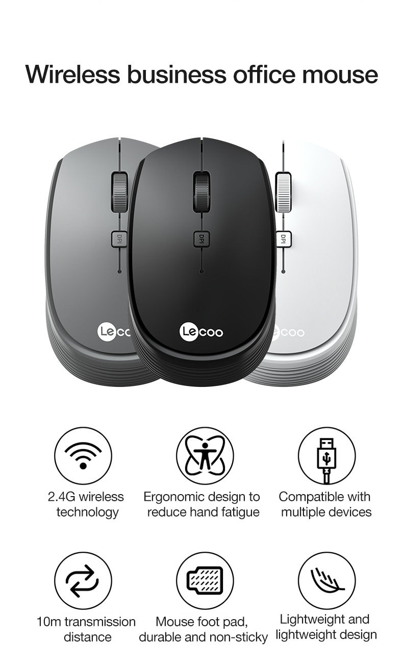 Chuột không dây Lecoo WS202 hồng (USB) 1