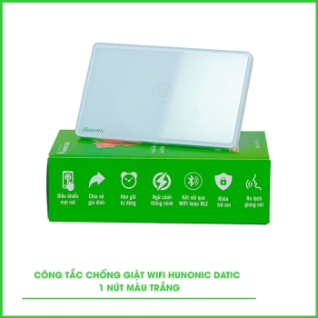 Công Tắc Chống Giật Wifi Hunonic Datic Màu Trắng + Đen